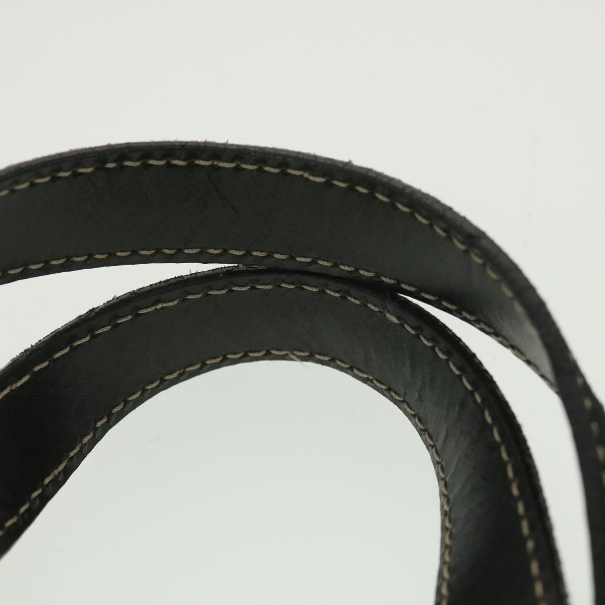 FENDI Zucchino Canvas Shoulder Bag Black Beige 37856