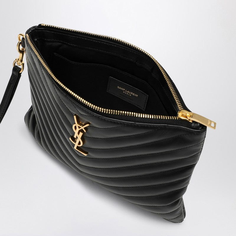 Saint Laurent Black A5 Pouch In MatelassÃƒÆ’Ã‚Â© Leather Women