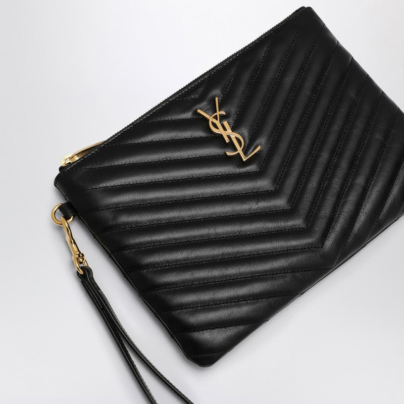 Saint Laurent Black A5 Pouch In MatelassÃƒÆ’Ã‚Â© Leather Women
