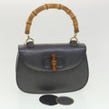GUCCI Bamboo Hand Bag Leather Gray 000.926.0633 37969