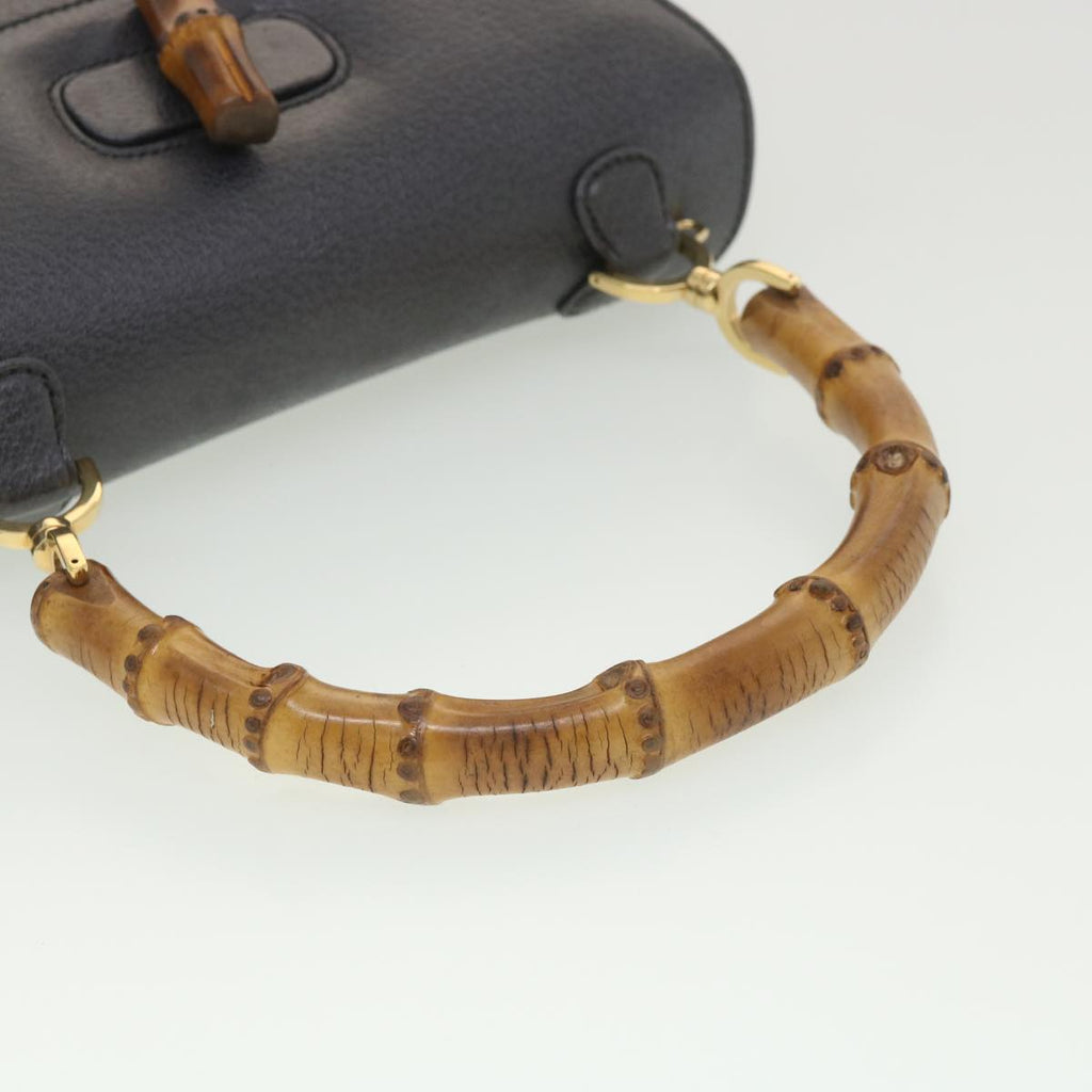 GUCCI Bamboo Hand Bag Leather Gray 000.926.0633 37969