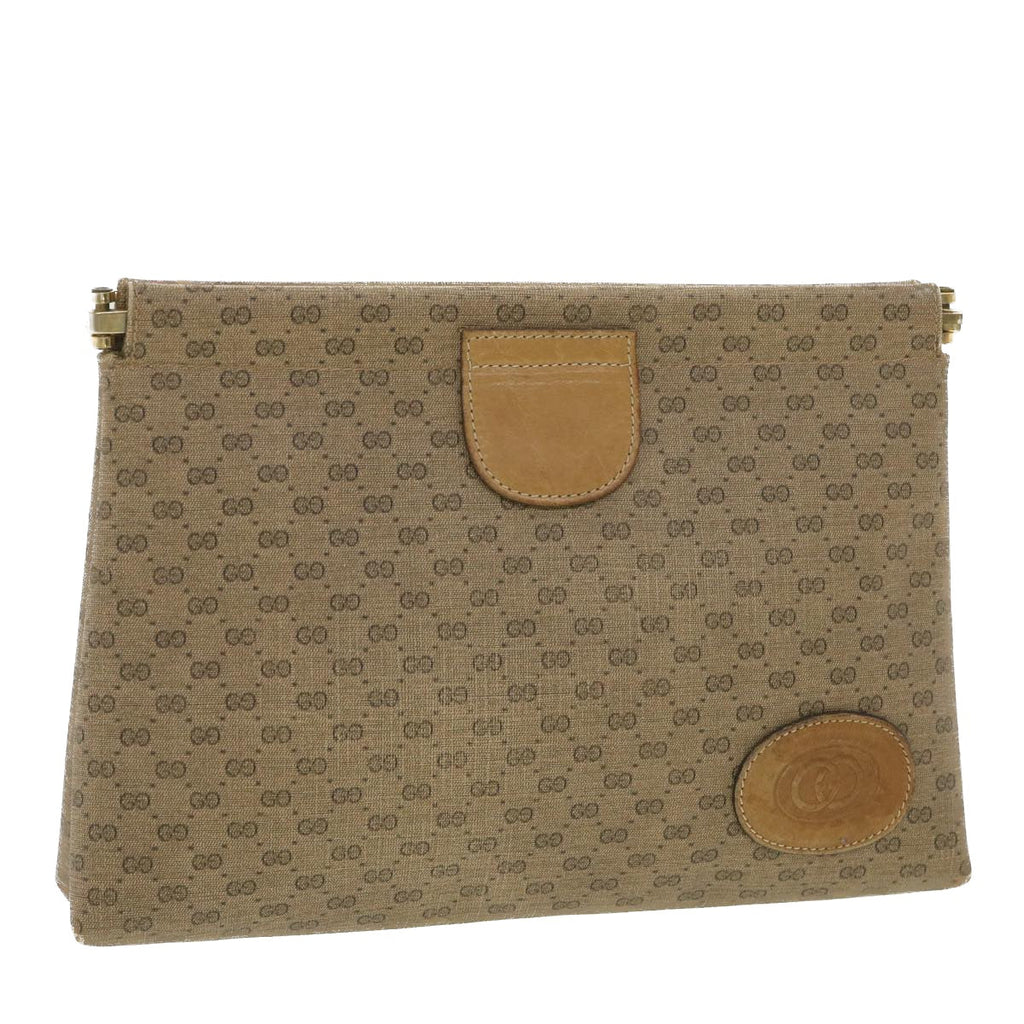 GUCCI Micro GG Canvas Clutch Bag PVC Leather Beige 67-039-5229 37974