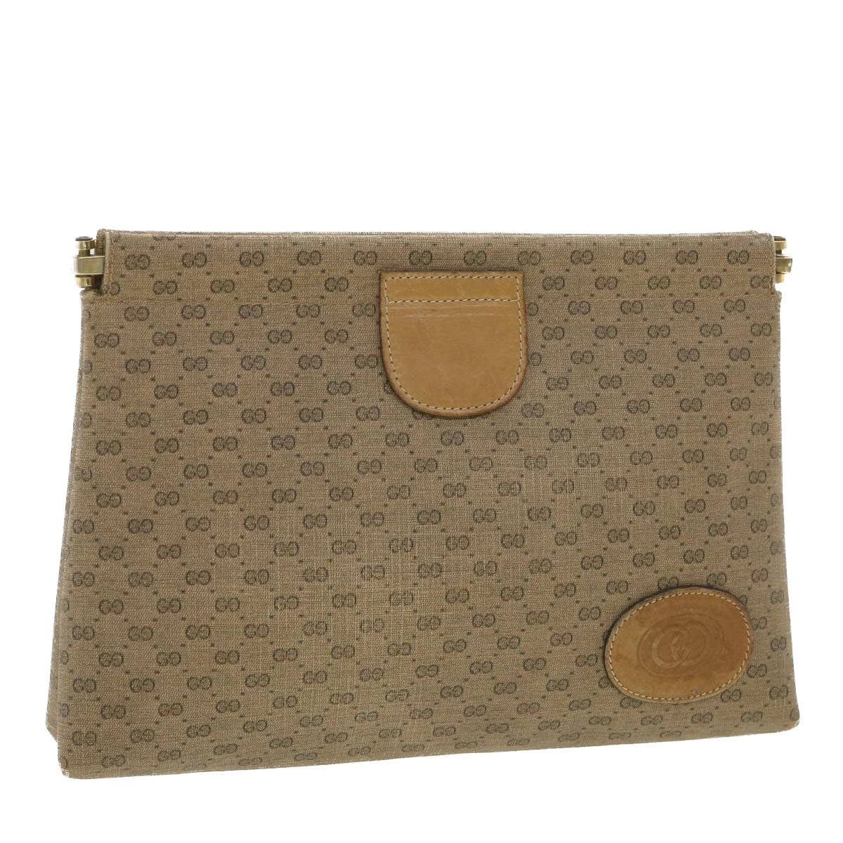GUCCI Micro GG Canvas Clutch Bag PVC Leather Beige 67-039-5229 37974
