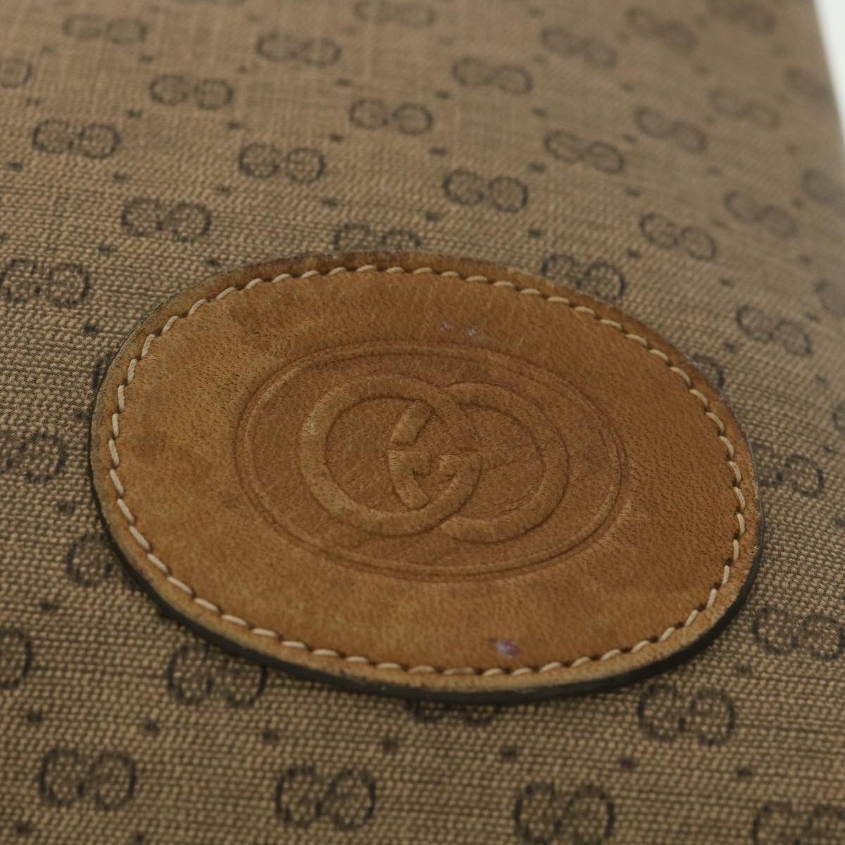 GUCCI Micro GG Canvas Clutch Bag PVC Leather Beige 67-039-5229 37974
