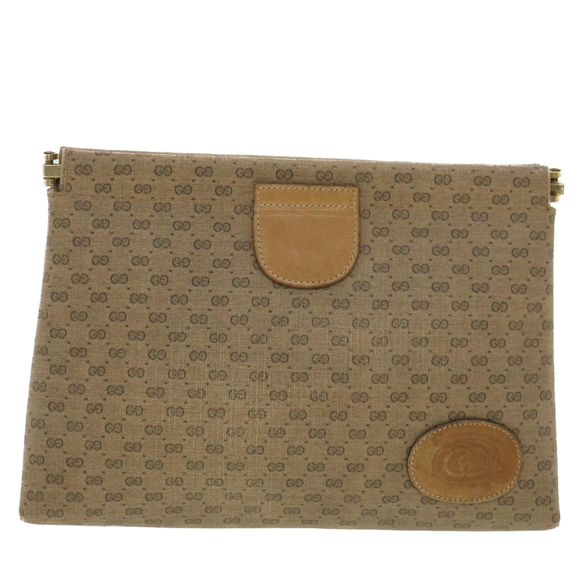 GUCCI Micro GG Canvas Clutch Bag PVC Leather Beige 67-039-5229 37974