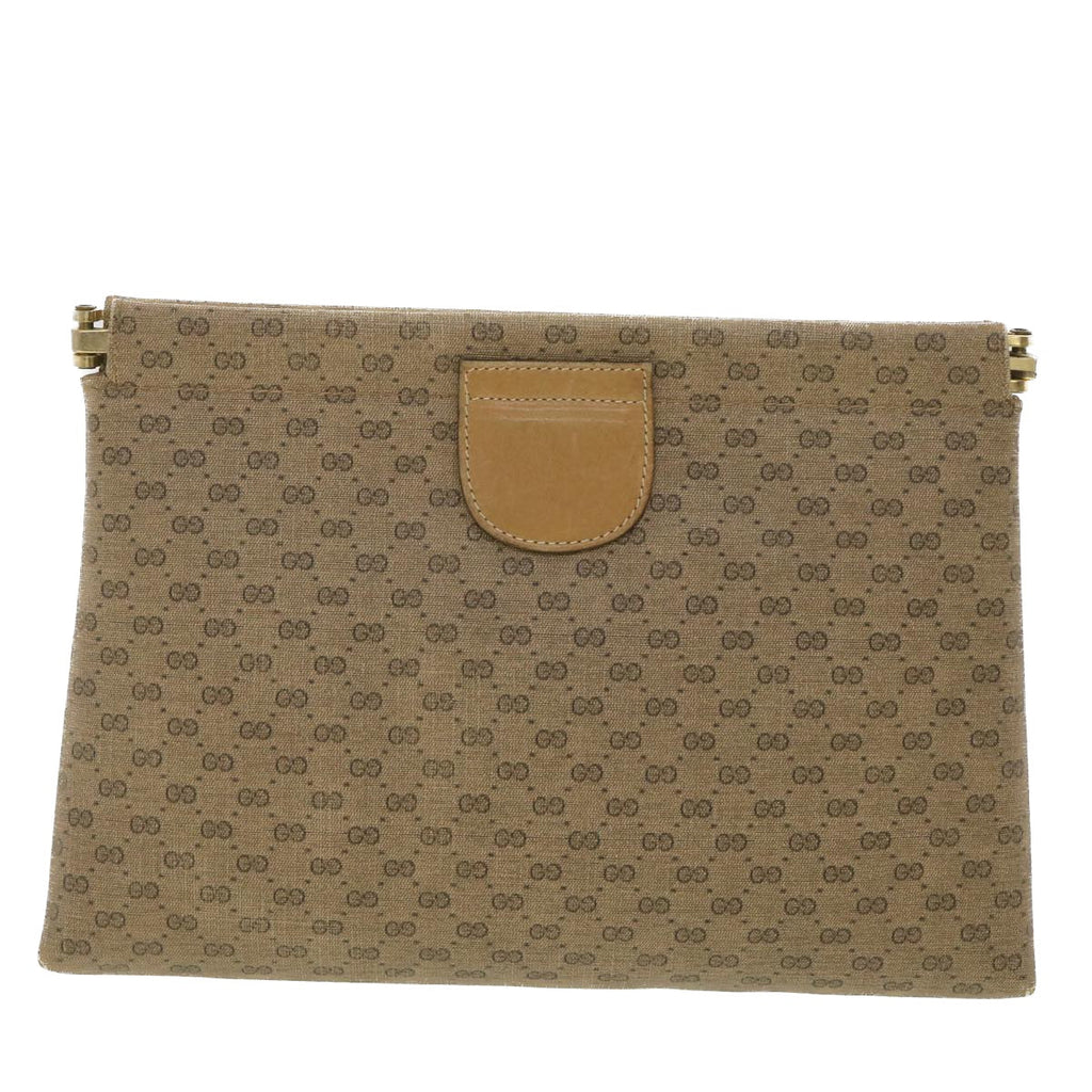 GUCCI Micro GG Canvas Clutch Bag PVC Leather Beige 67-039-5229 37974