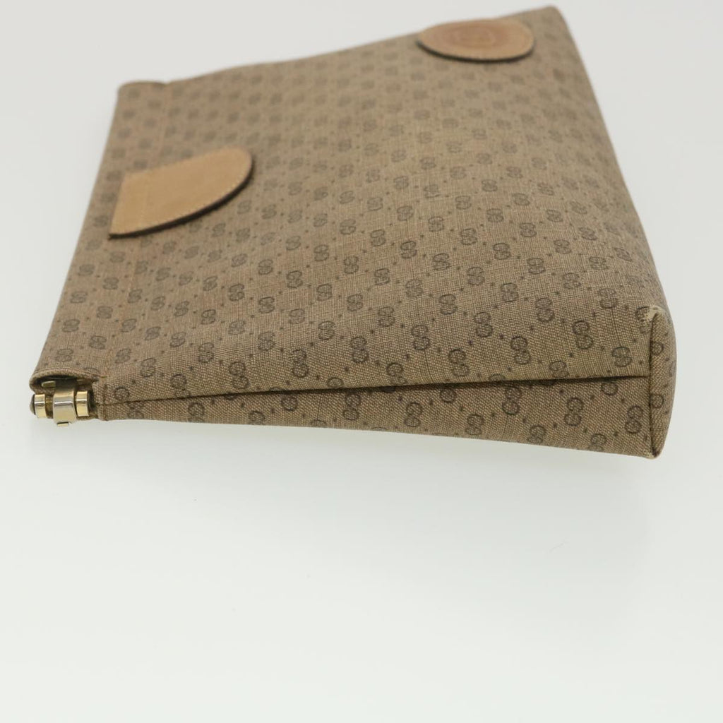 GUCCI Micro GG Canvas Clutch Bag PVC Leather Beige 67-039-5229 37974