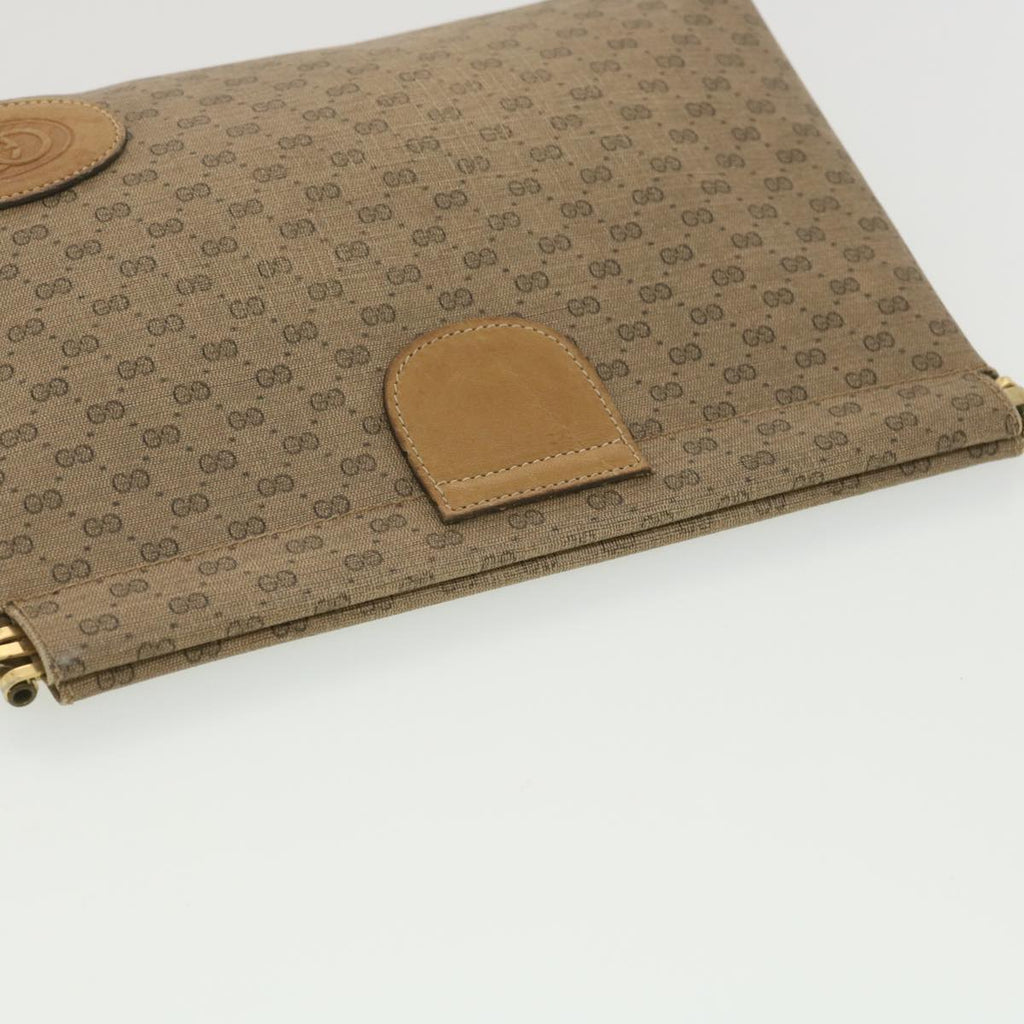 GUCCI Micro GG Canvas Clutch Bag PVC Leather Beige 67-039-5229 37974