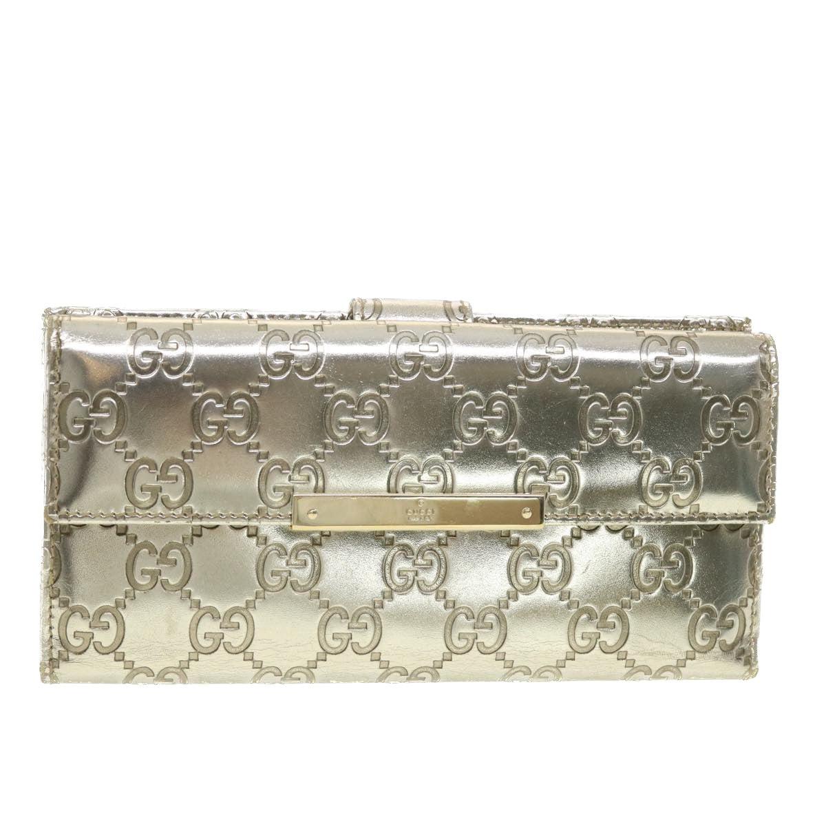 GUCCI GG Canvas Guccissima Long Wallet Silver 112715 37982