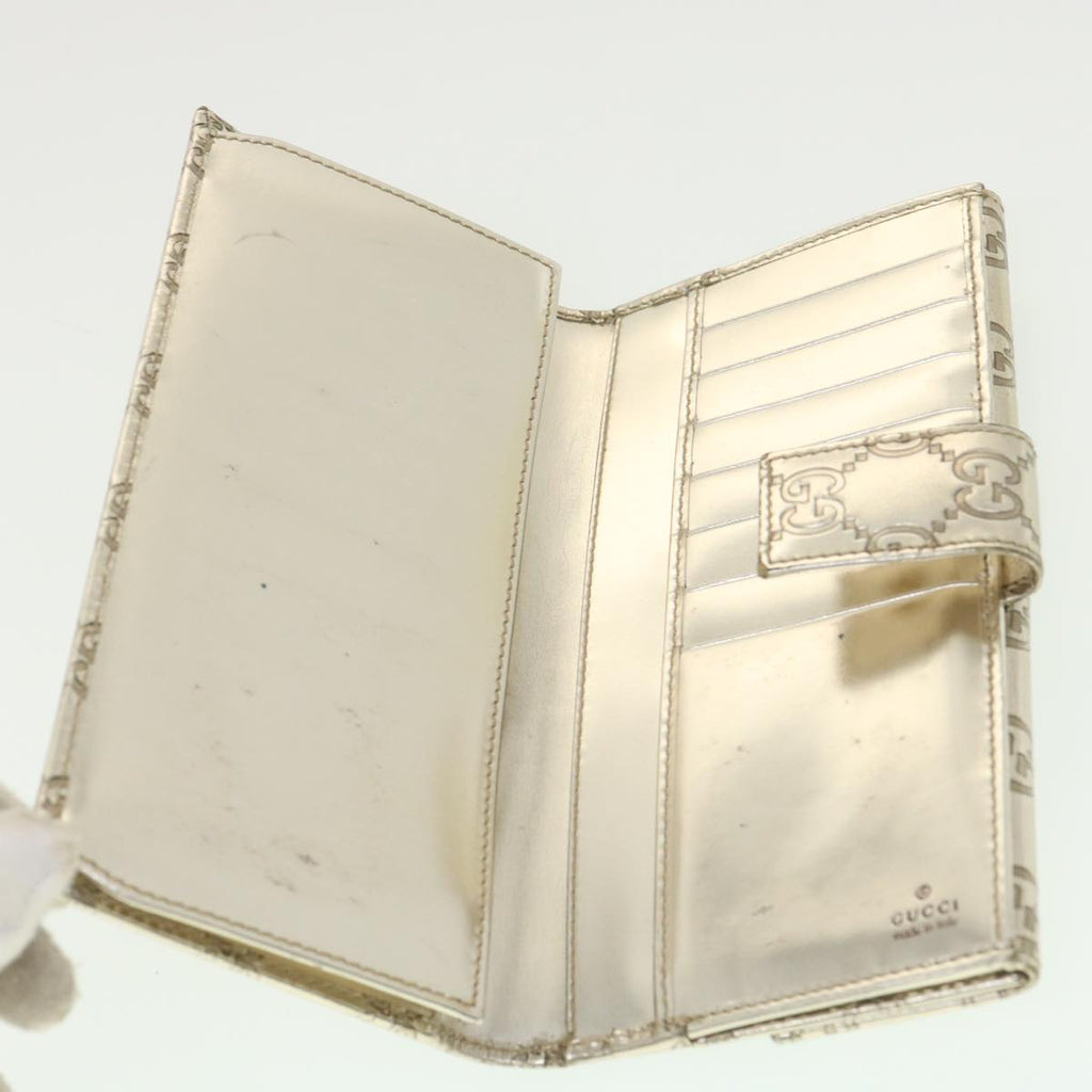 GUCCI GG Canvas Guccissima Long Wallet Silver 112715 37982