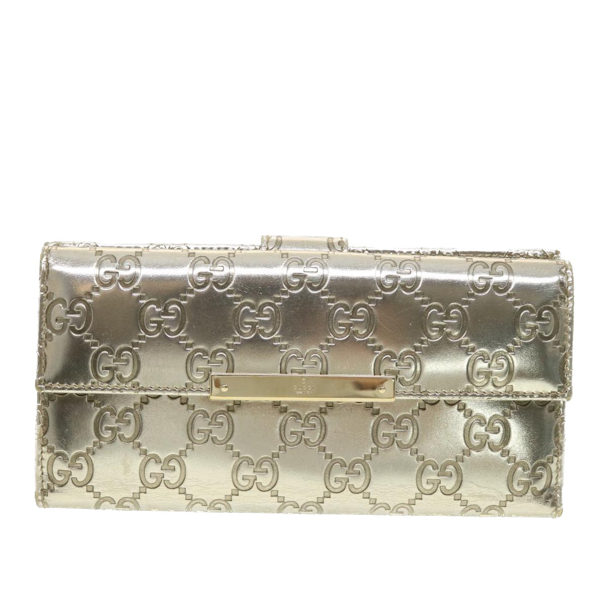 GUCCI GG Canvas Guccissima Long Wallet Silver 112715 37982