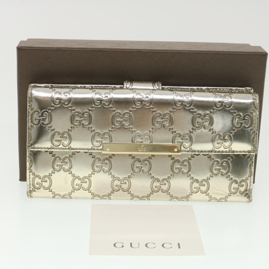 GUCCI GG Canvas Guccissima Long Wallet Silver 112715 37982