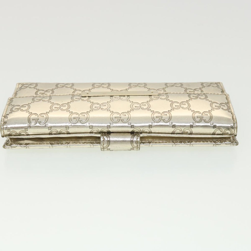 GUCCI GG Canvas Guccissima Long Wallet Silver 112715 37982