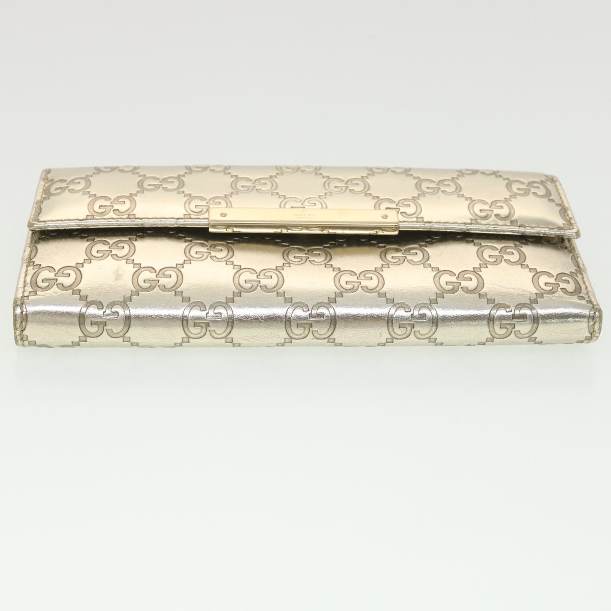 GUCCI GG Canvas Guccissima Long Wallet Silver 112715 37982