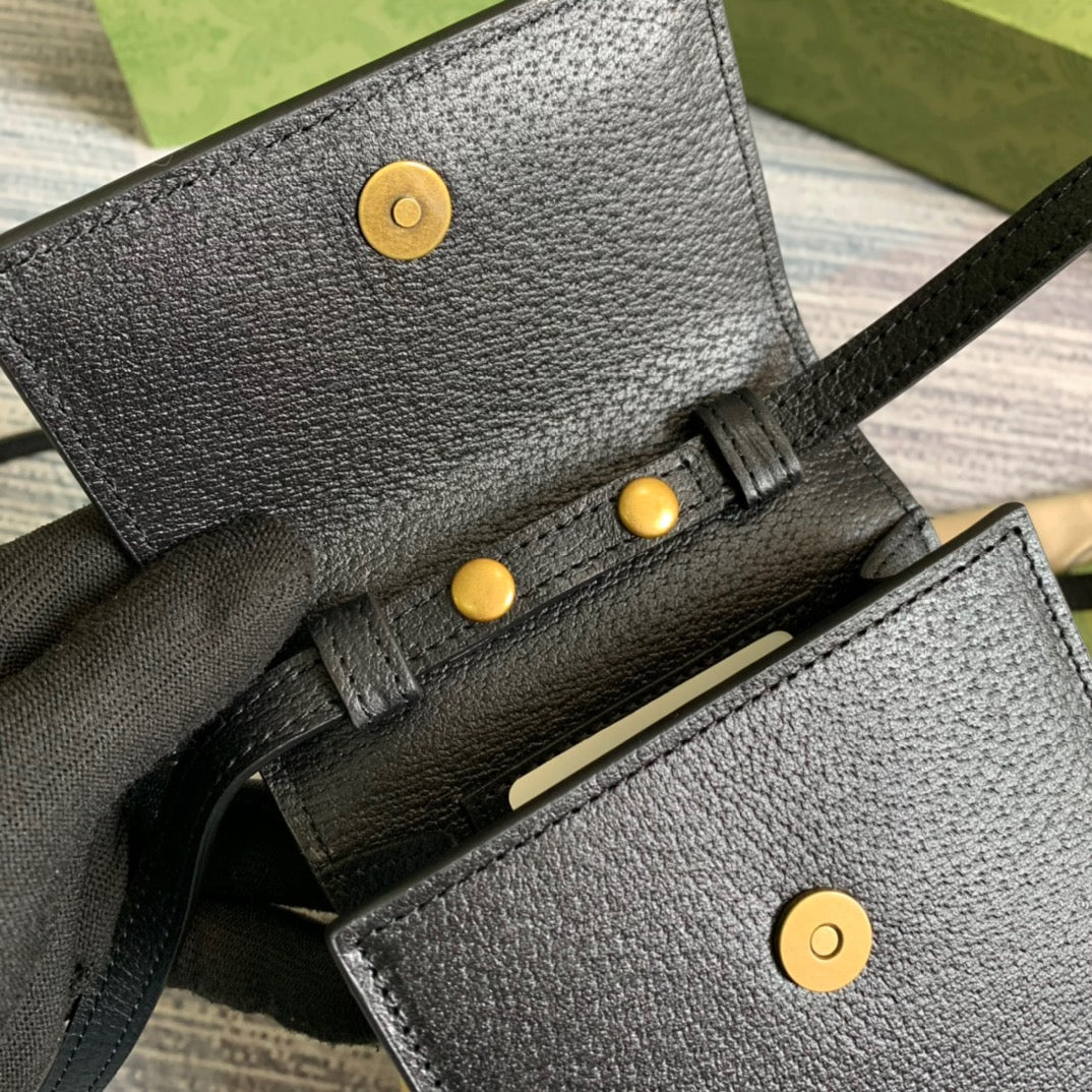 Glami Mini Bag With Double G Black For Men 7.1in/18cm Glami
