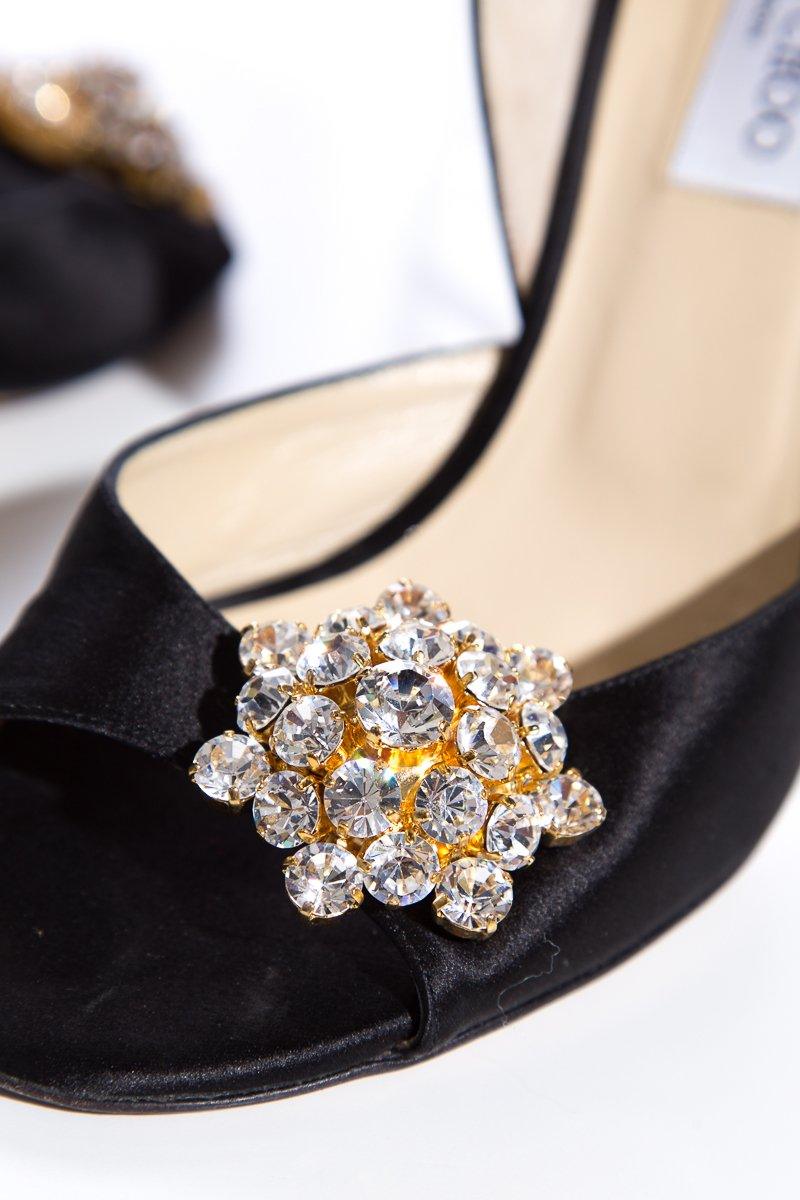 Jimmy Choo Black Satin Heels SZ 40