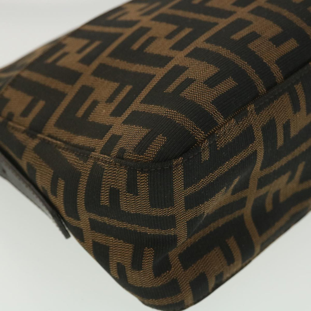 FENDI Zucca Canvas Mamma Baguette Shoulder Bag Black Brown 222826566 38013