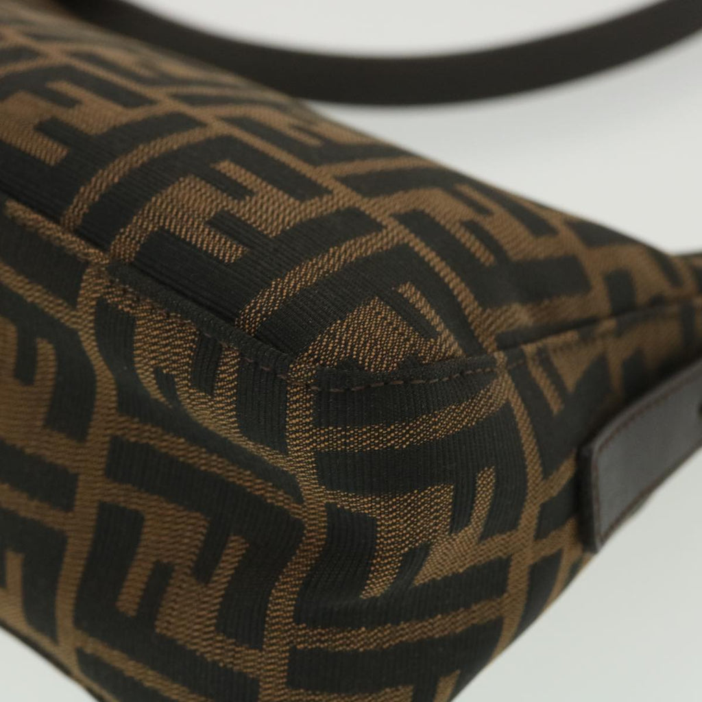 FENDI Zucca Canvas Mamma Baguette Shoulder Bag Black Brown 222826566 38013