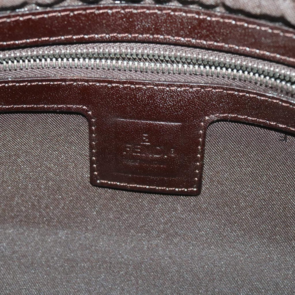 FENDI Zucca Canvas Mamma Baguette Shoulder Bag Black Brown 222826566 38013