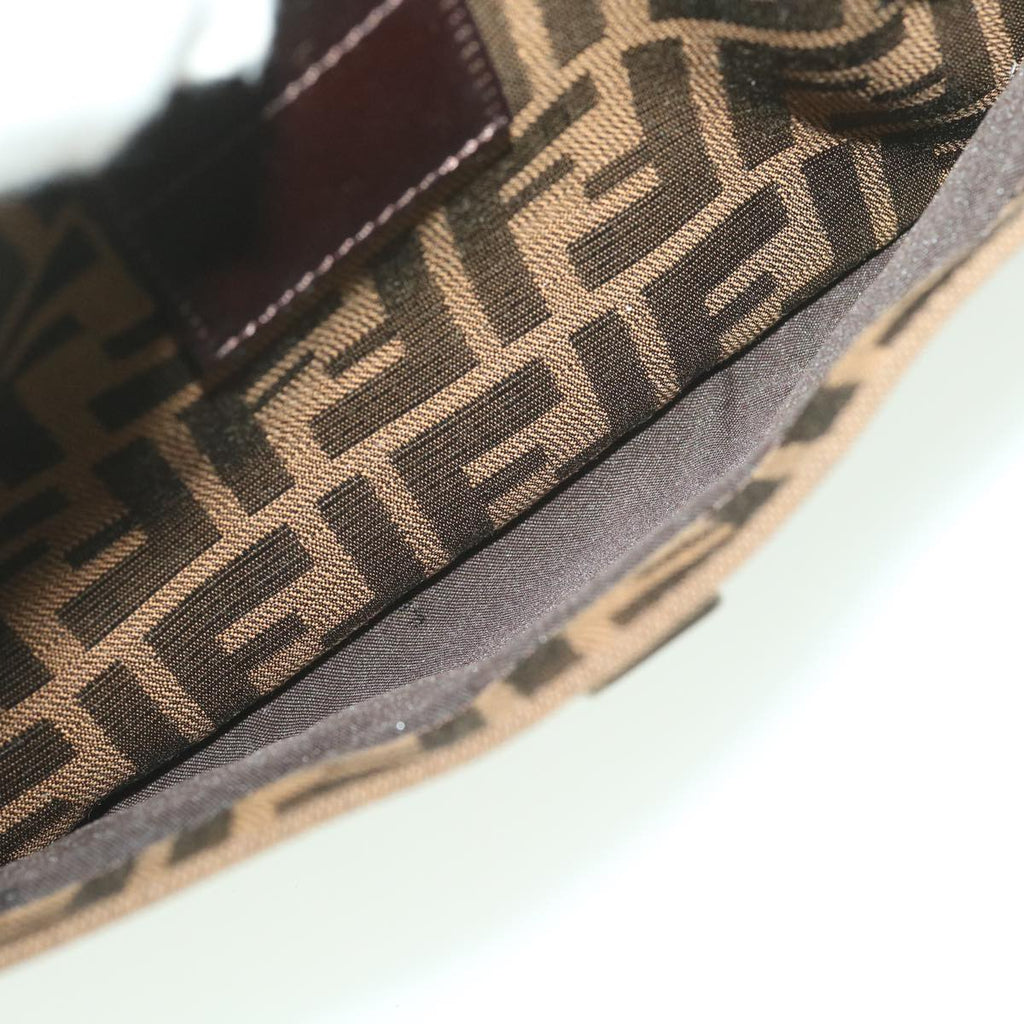 FENDI Zucca Canvas Mamma Baguette Shoulder Bag Black Brown 222826566 38013