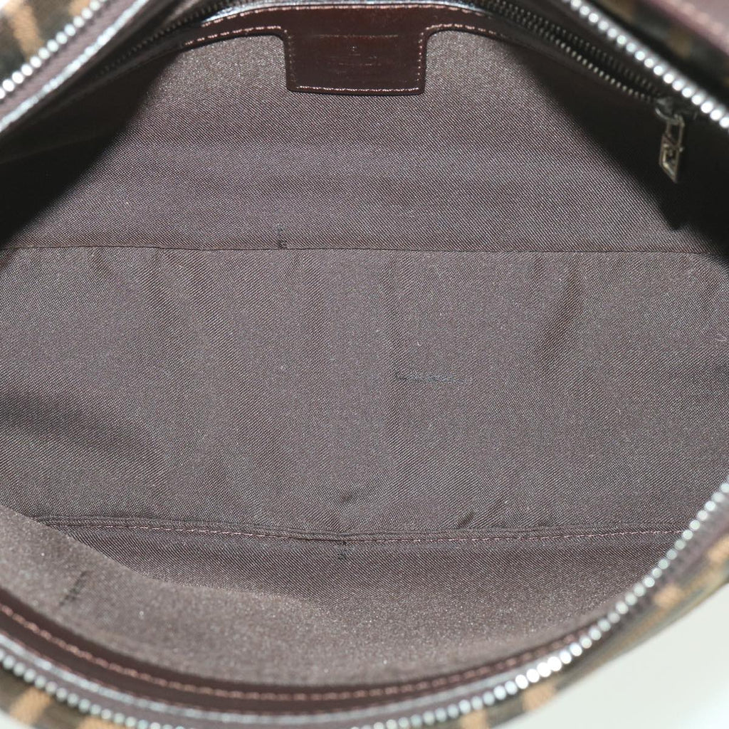 FENDI Zucca Canvas Mamma Baguette Shoulder Bag Black Brown 222826566 38013