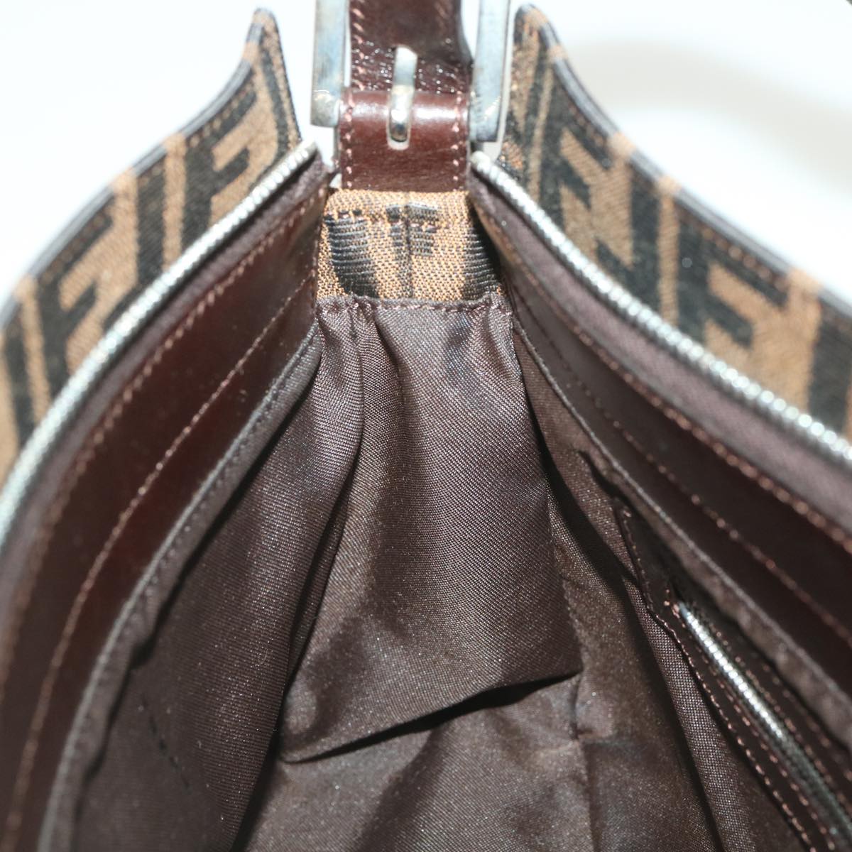 FENDI Zucca Canvas Mamma Baguette Shoulder Bag Black Brown 222826566 38013