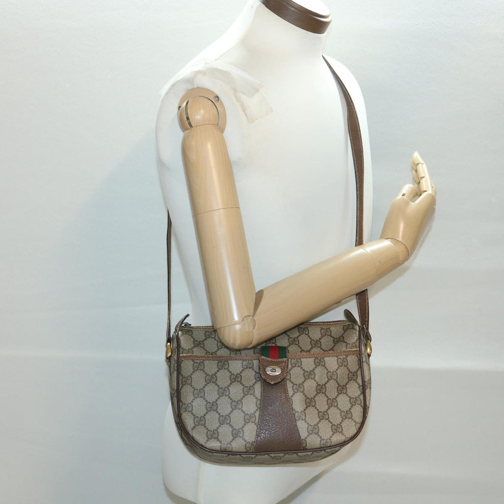 GUCCI GG Canvas Web Sherry Line Shoulder Bag Beige Red Green 38014