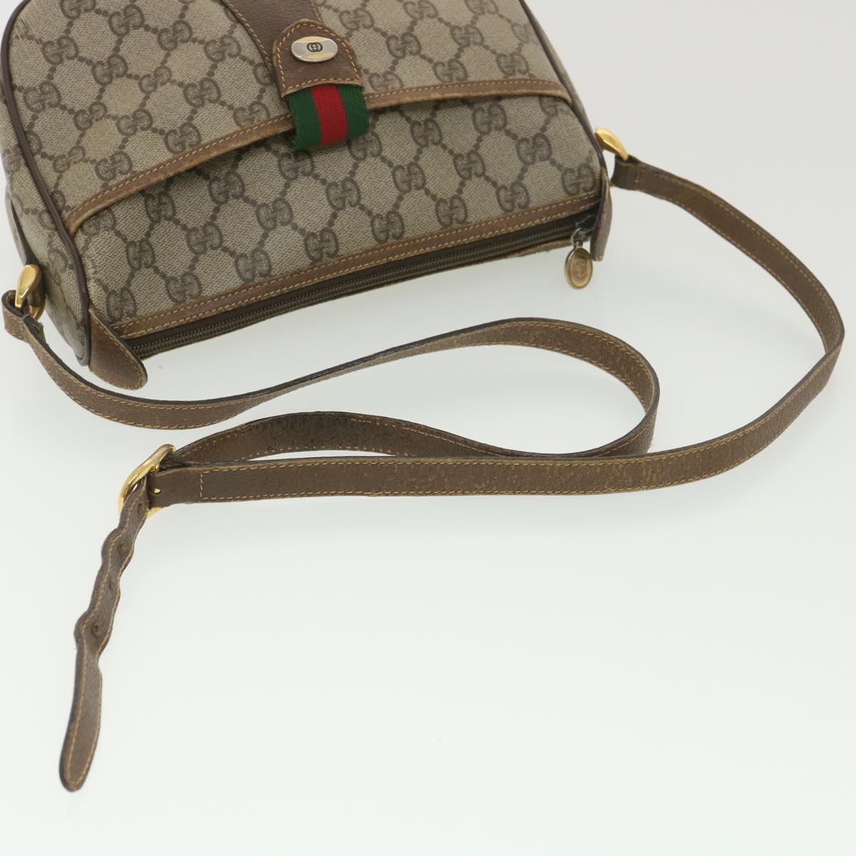 GUCCI GG Canvas Web Sherry Line Shoulder Bag Beige Red Green 38014