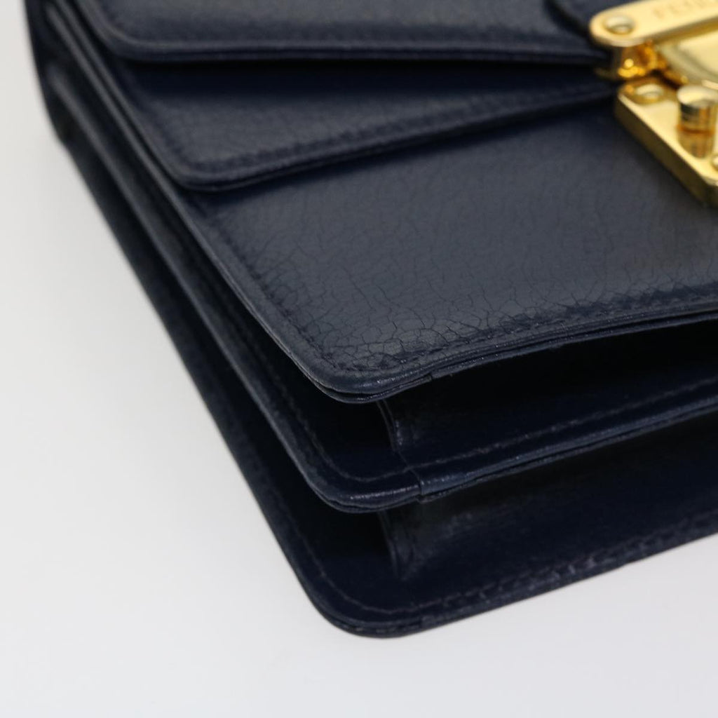 FENDI Hand Bag Leather 2way Navy 38043