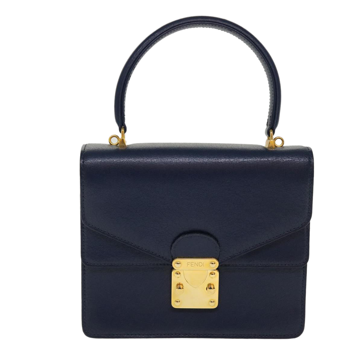 FENDI Hand Bag Leather 2way Navy 38043
