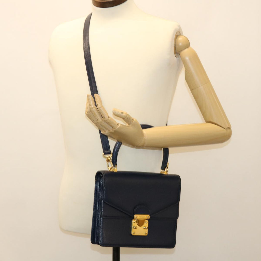 FENDI Hand Bag Leather 2way Navy 38043