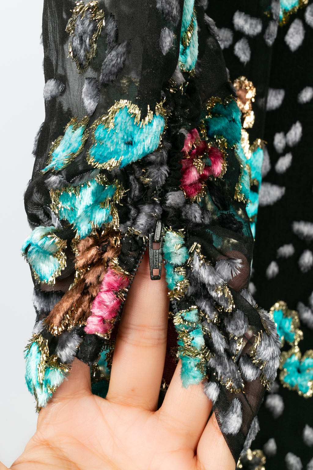 Robe en soie et velours 1980's