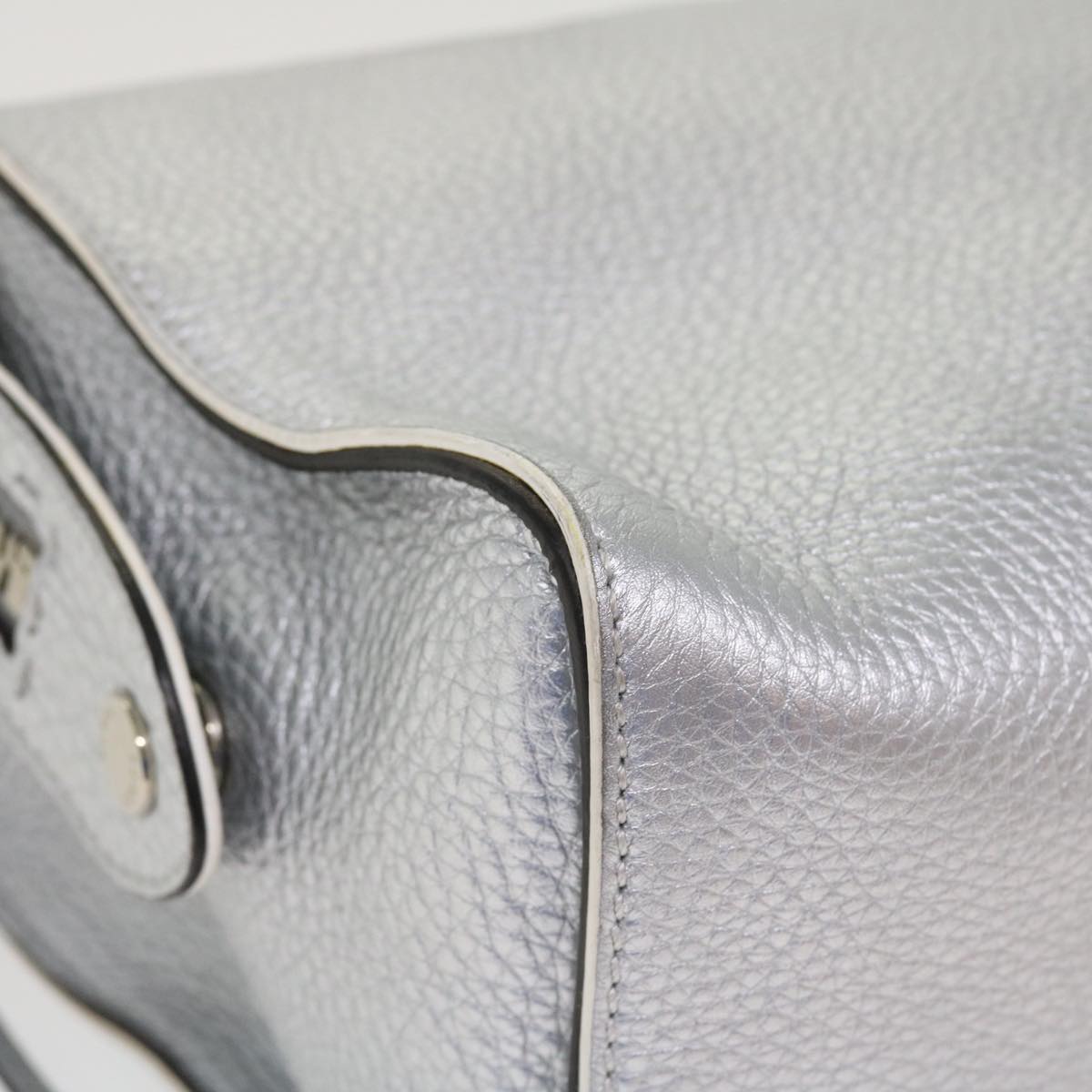FENDI Hand Bag Leather 2way Silver 38070