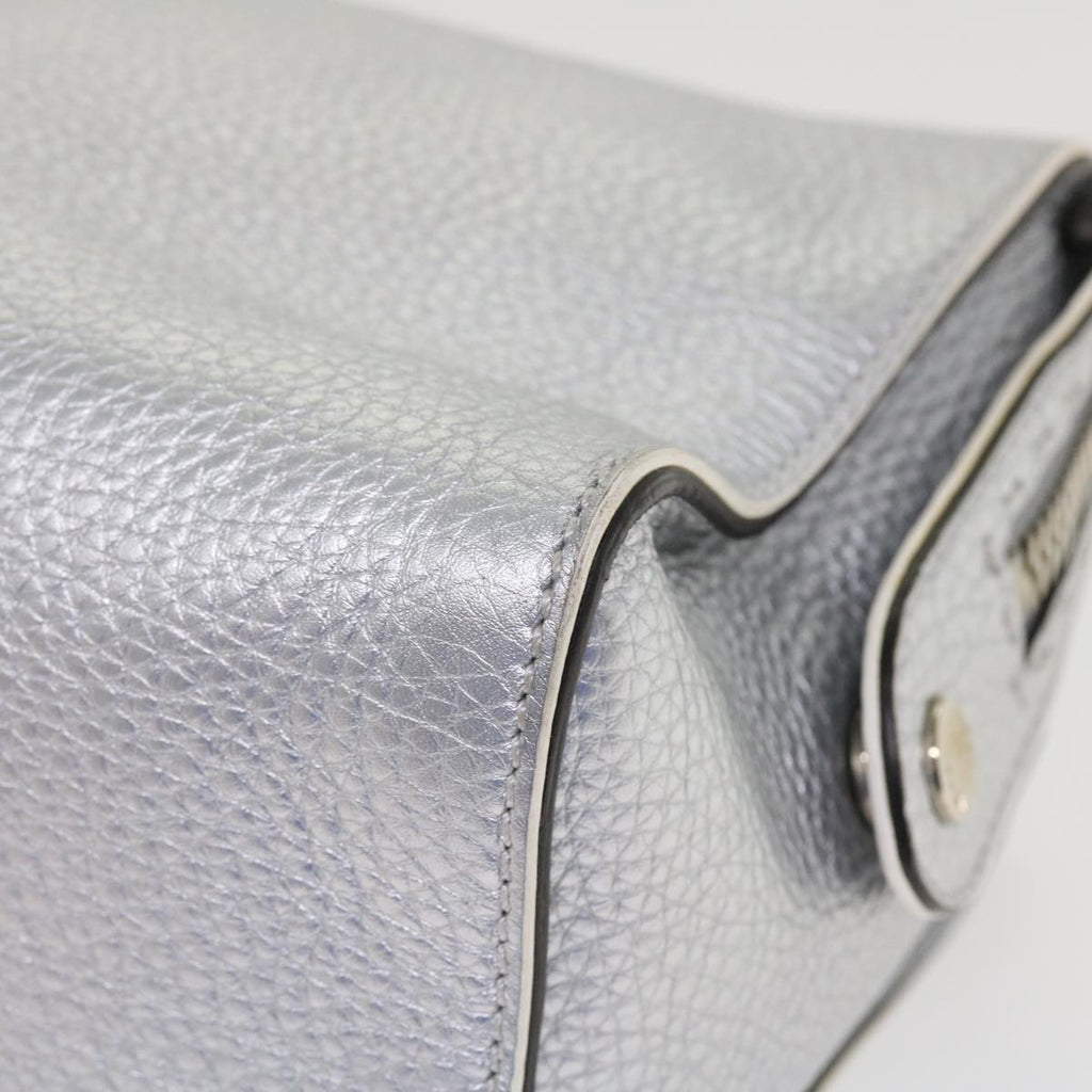 FENDI Hand Bag Leather 2way Silver 38070