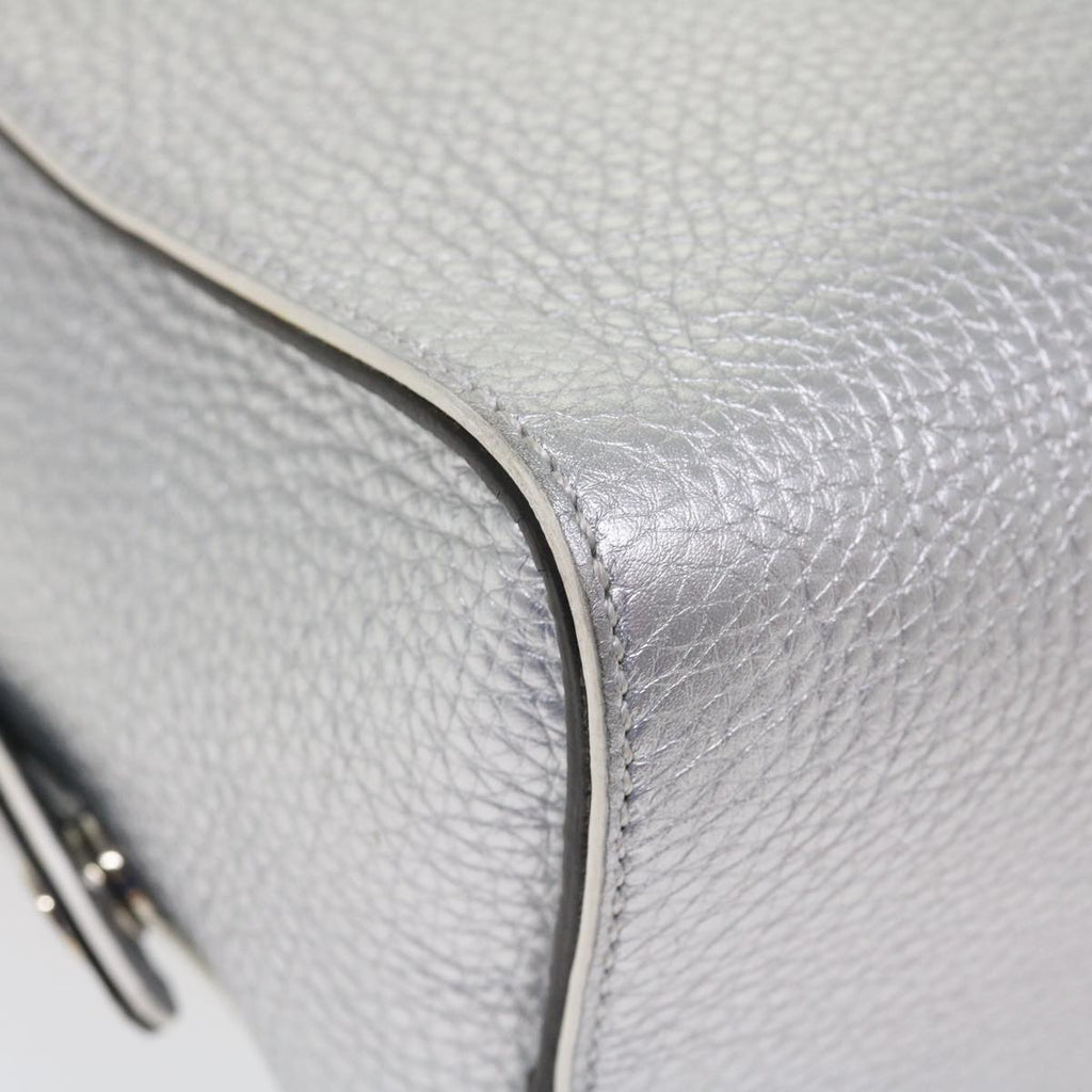 FENDI Hand Bag Leather 2way Silver 38070