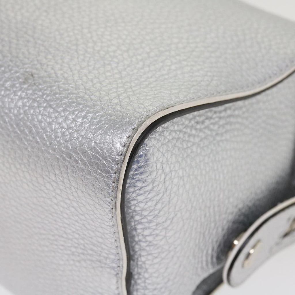 FENDI Hand Bag Leather 2way Silver 38070