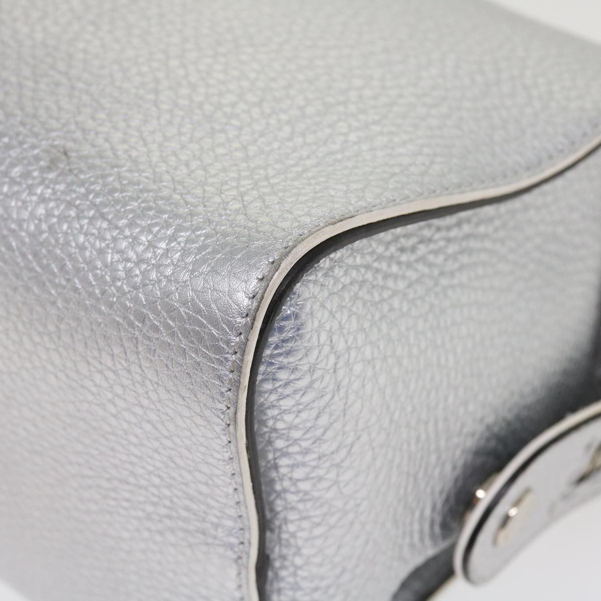 FENDI Hand Bag Leather 2way Silver 38070