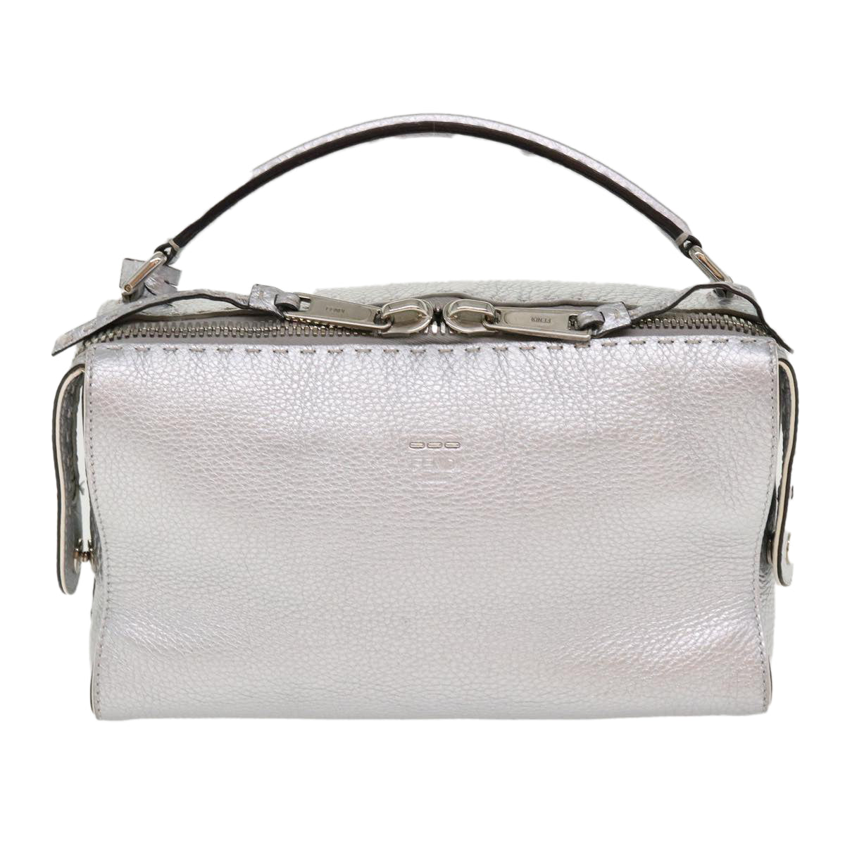 FENDI Hand Bag Leather 2way Silver 38070