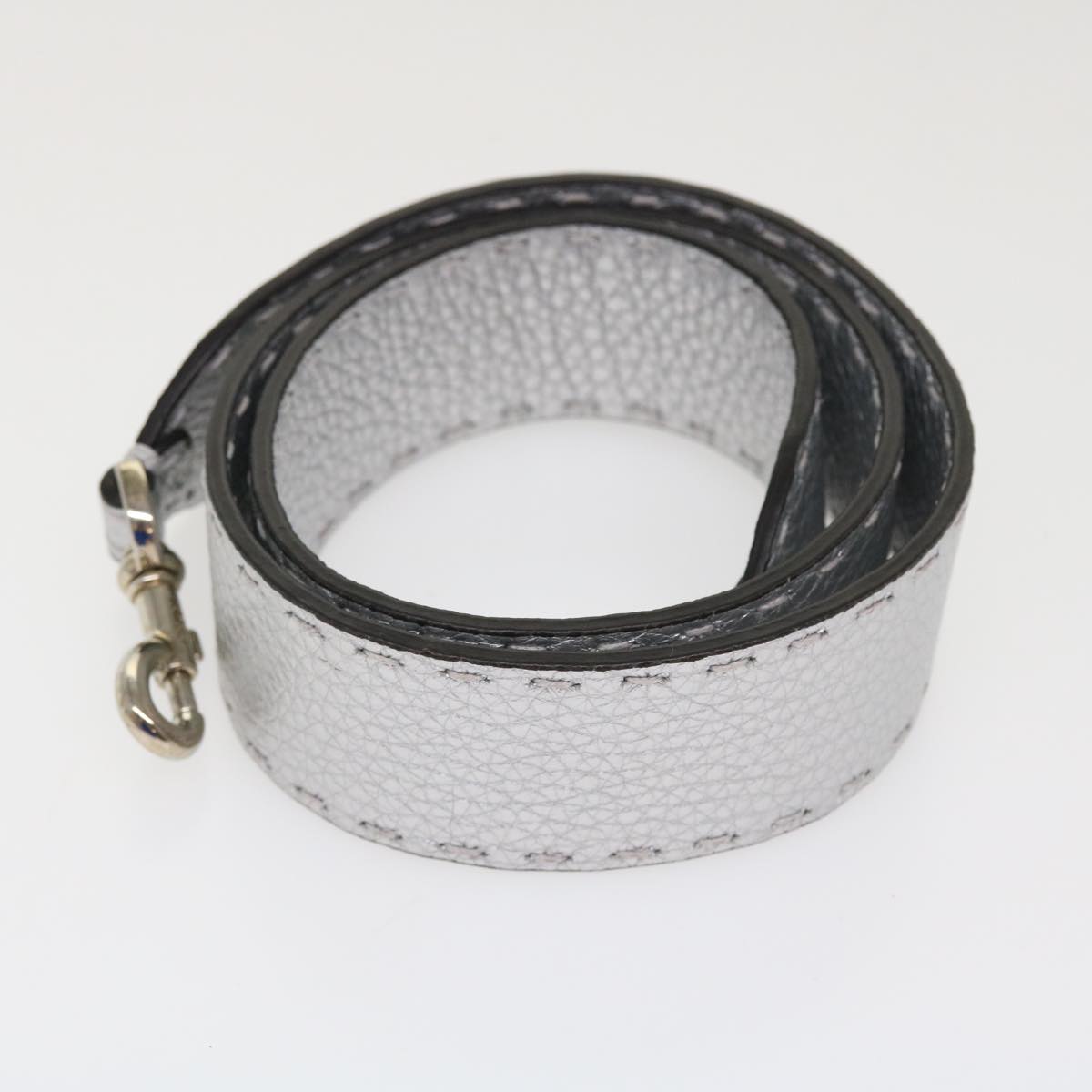 FENDI Hand Bag Leather 2way Silver 38070