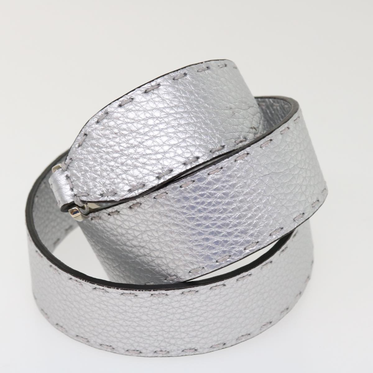 FENDI Hand Bag Leather 2way Silver 38070