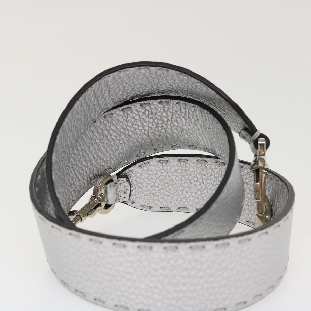 FENDI Hand Bag Leather 2way Silver 38070
