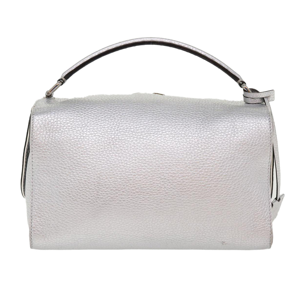 FENDI Hand Bag Leather 2way Silver 38070