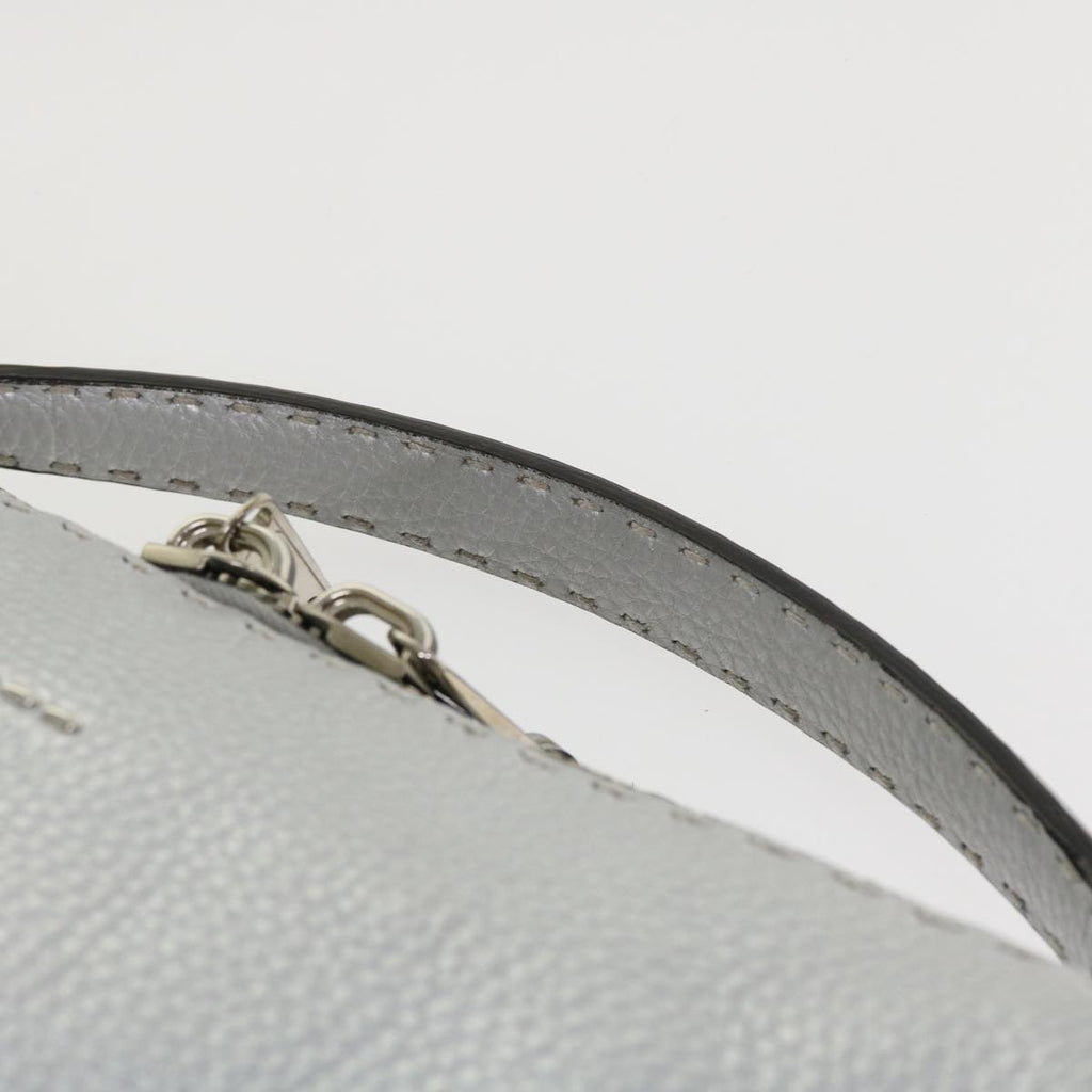FENDI Hand Bag Leather 2way Silver 38070