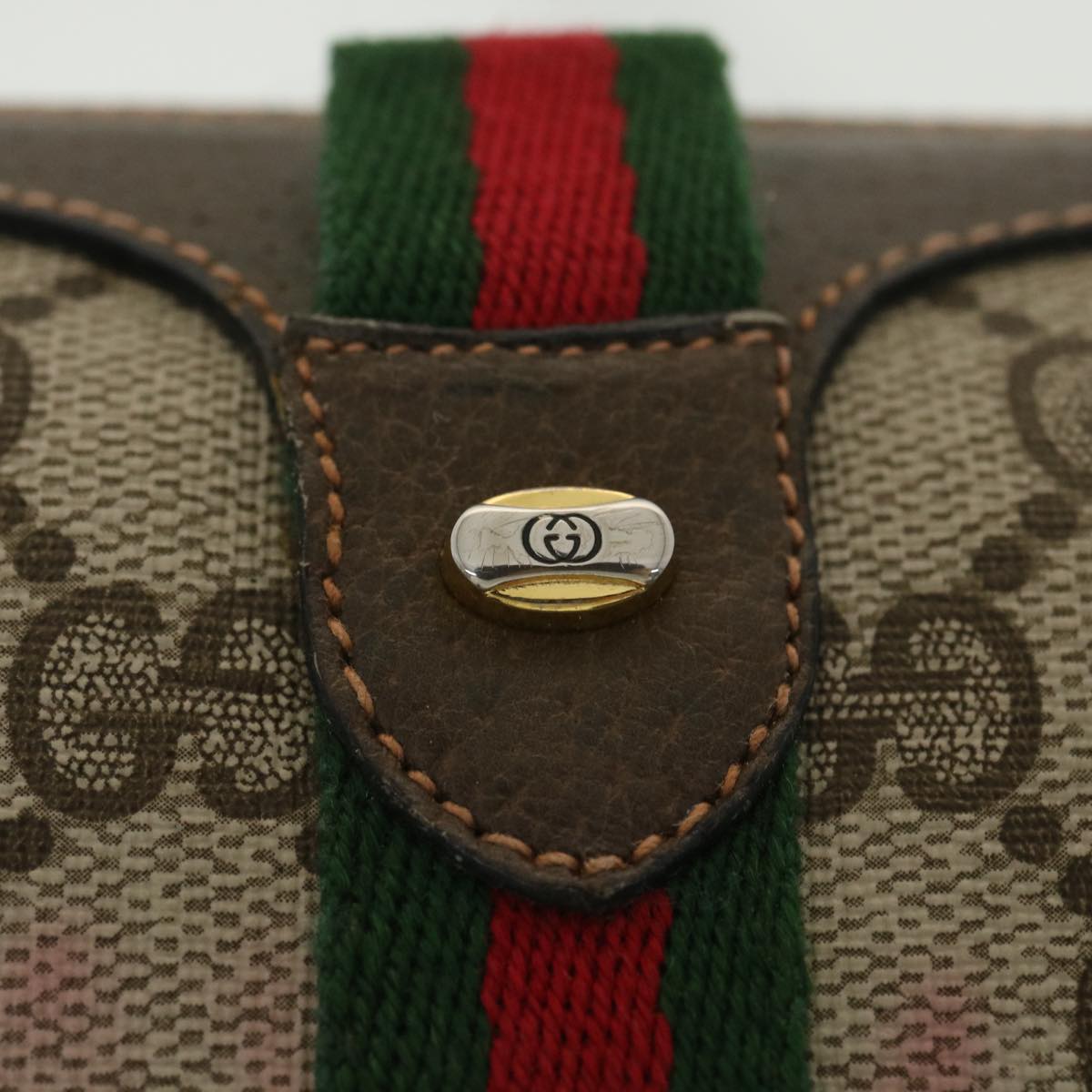 GUCCI GG Canvas Web Sherry Line Shoulder Bag Beige Red 89 02 054 38094