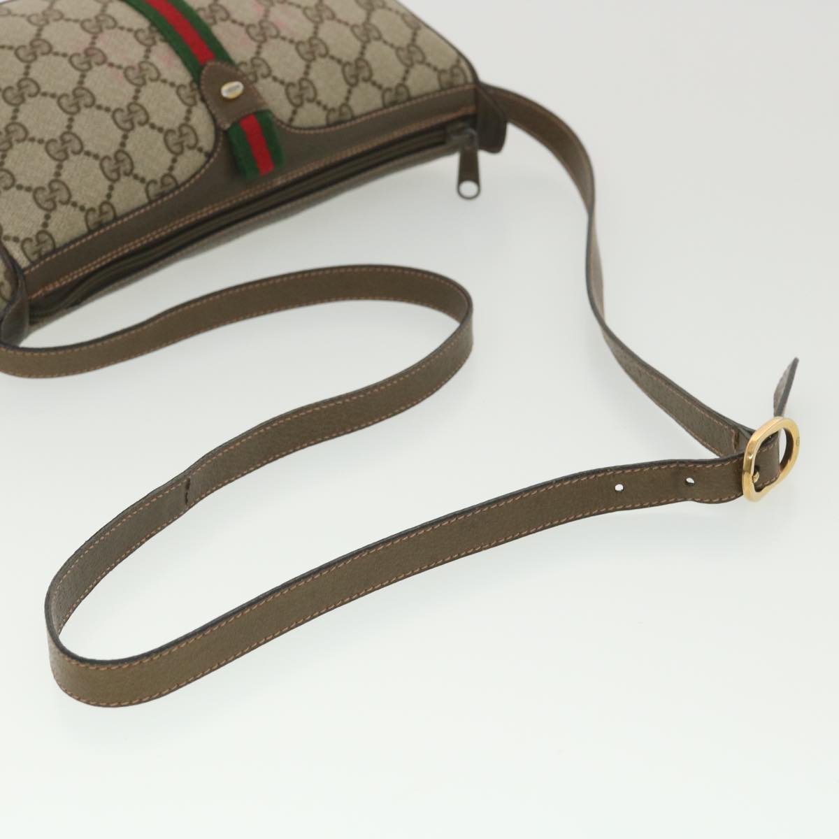 GUCCI GG Canvas Web Sherry Line Shoulder Bag Beige Red 89 02 054 38094