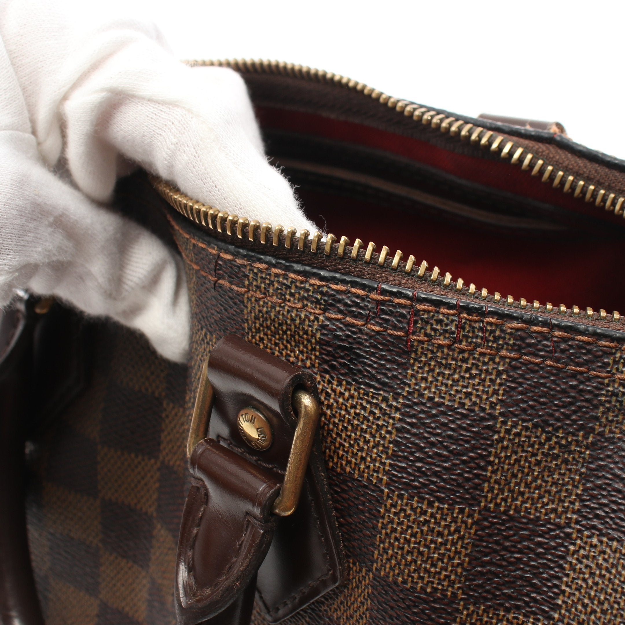 Speedy 25 Damier  Ebene Handbag PVC Leather Brown