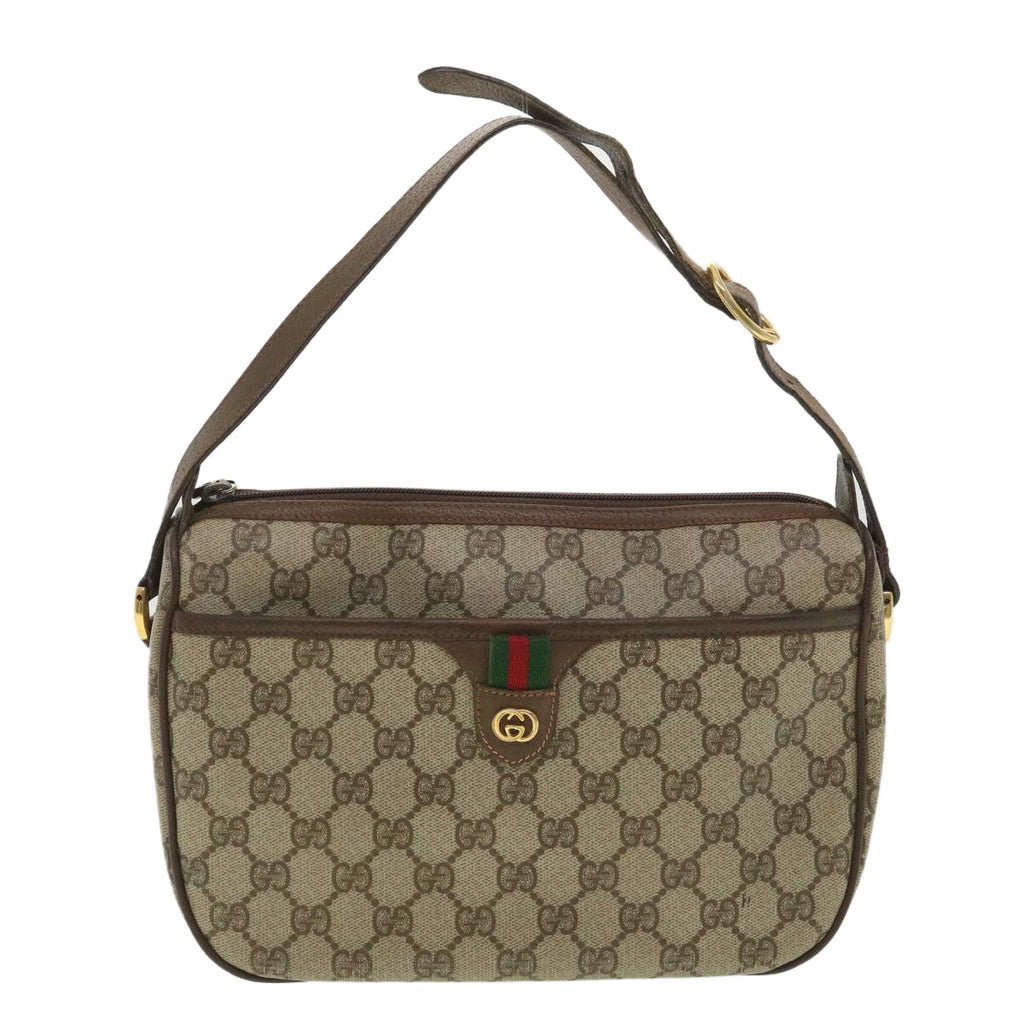 GUCCI GG Canvas Web Sherry Line Shoulder Bag Beige Red 89.02.077 38096