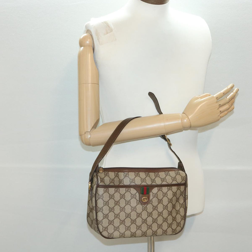 GUCCI GG Canvas Web Sherry Line Shoulder Bag Beige Red 89.02.077 38096
