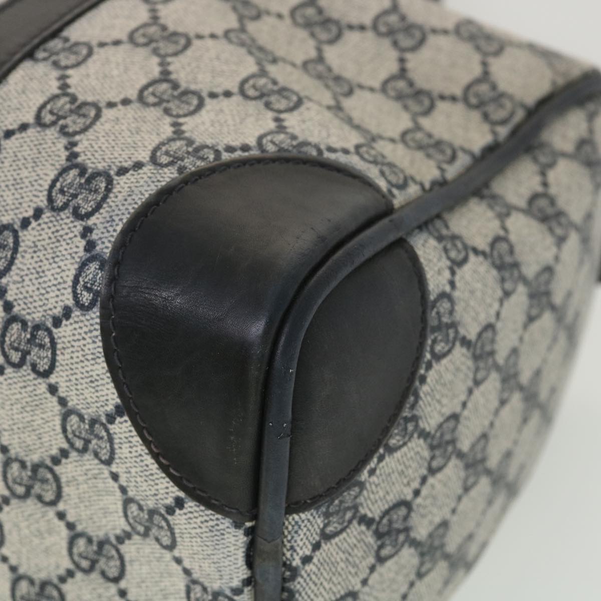 GUCCI GG Canvas Sherry Line Boston Bag PVC Leather Gray Red Navy 38098