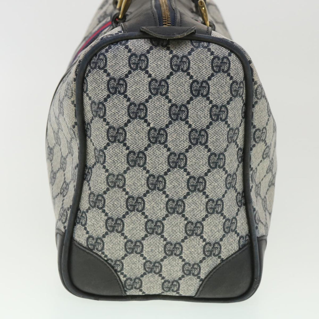 GUCCI GG Canvas Sherry Line Boston Bag PVC Leather Gray Red Navy 38098
